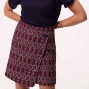 LOFT FAUX WRAP GEOMETRIC FRONT FLAP SKIRT | 2